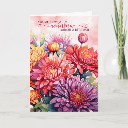 12 Step Encouragement Rainbow Chrysanthemums カード (正面)