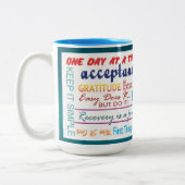 12 step recovery slogans mug 25z3c ツートーンマグカップ (左)
