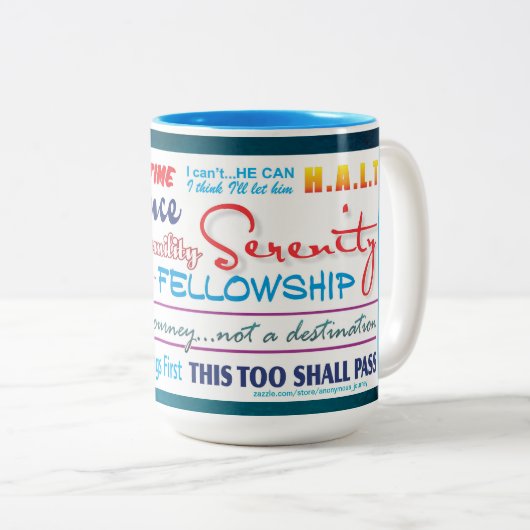 12 step recovery slogans mug 25z3c ツートーンマグカップ (正面右)