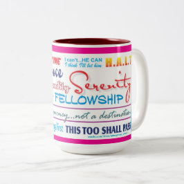 12 step recovery slogans mug 25z-pink ツートーンマグカップ