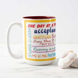 12 step recovery slogans mug 25z-red ツートーンマグカップ