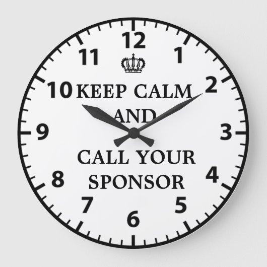 12 Step Recovery Sobriety Call Your Sponsor Clock( ラージ壁時計 (正面)