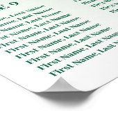 12 Table Seating Chart Template Green Glitter ポスター (角)