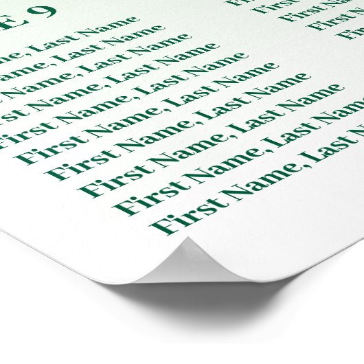 12 Table Seating Chart Template Green Glitter ポスター (角)