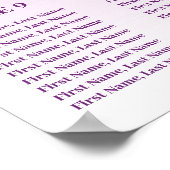 12 Table Seating Chart Template Pink Glitter ポスター (角)