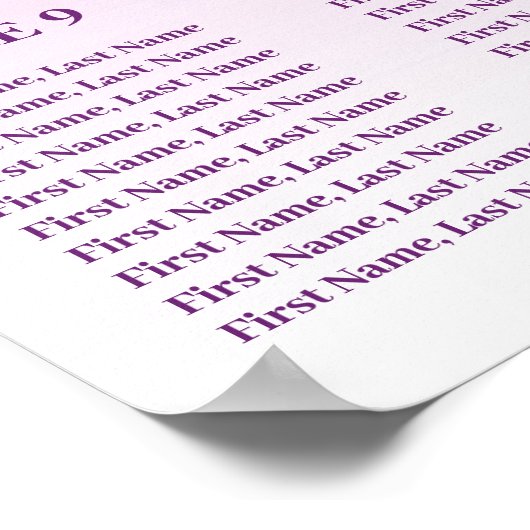 12 Table Seating Chart Template Pink Glitter ポスター (角)