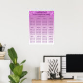 12 Table Seating Chart Template Pink Glitter ポスター (ホームオフィス)