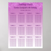 12 Table Seating Chart Template Pink Glitter ポスター (正面)