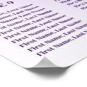 12 Table Seating Chart Template Purple Glitter ポスター (角)