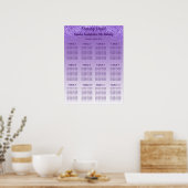 12 Table Seating Chart Template Purple Glitter ポスター (キッチン)