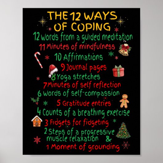 12 Ways Of Coping Funny Christmas Mental Health ポスター (正面)