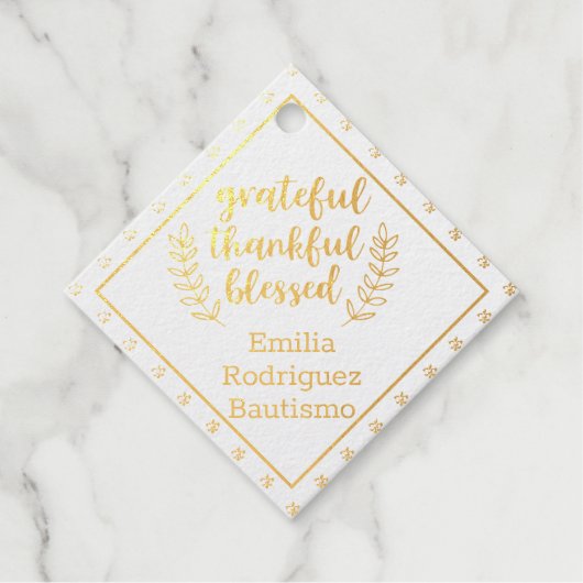 12 x FOIL 実在 Catholic Cross Thank You BAUTISMO フェイバータグ (正面)