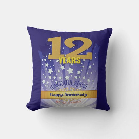 12 Year CUSTOM NAME 12 Step Anniversary Big Number クッション (正面)