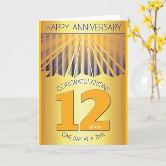 12 Year Sober Anniversary | Golden Ray 12 Step  カード (黄色い花)