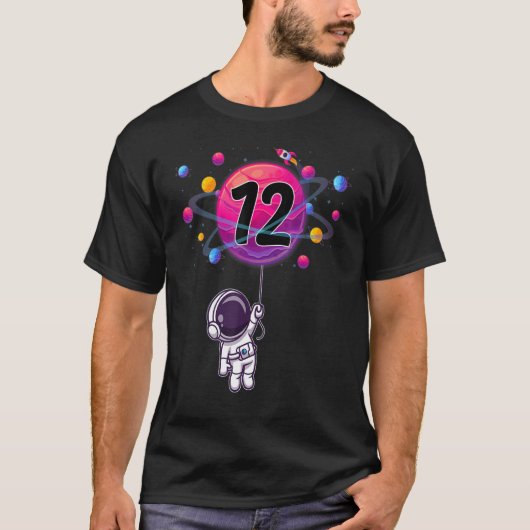 12 Years Old 12th Birthday Boy Astronaut Tシャツ (正面)
