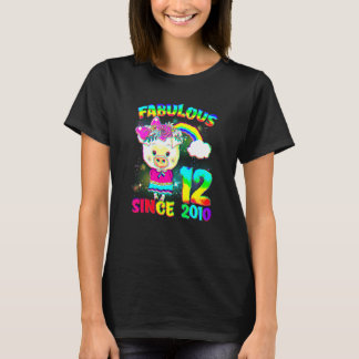12 Years Old 12th Birthday Cute Pig Girl Fabulous  Tシャツ