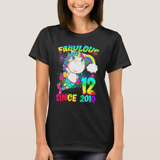 12 Years Old 12th Birthday Unicorn Girl Fabulous S Tシャツ (正面)