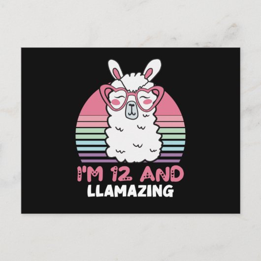 12 Years Old Bday Llamazing 12th Birthday Llama ポストカード (正面)