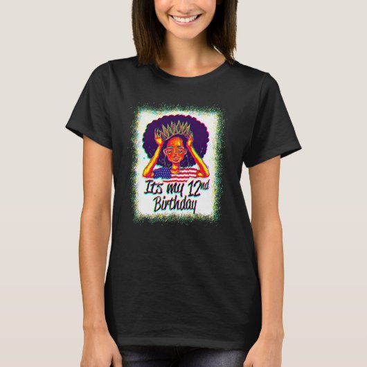 12 Years Old Black Melanin Women Girl It's My 12nd Tシャツ (正面)