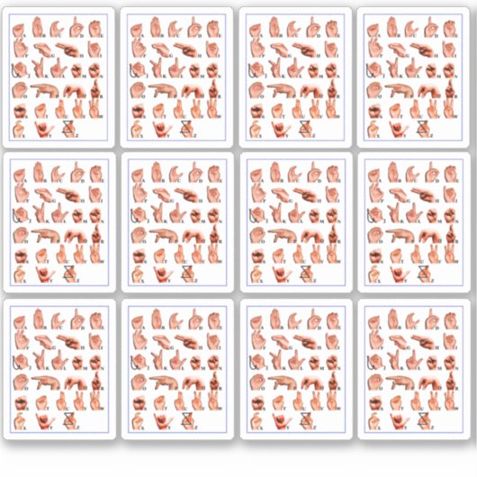 12pcs American Sign Language Alphabet Board, Asl シール (正面)