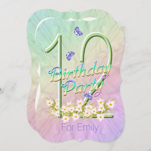 12thバースデーパーティーレインボーガーデン招待状 招待状 (正面/裏面)