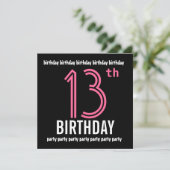 12th誕生日パーティーの招待テンプレートピンクブラック 招待状 (スタンド正面)