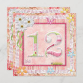 12th誕生日パーティースクラップブック作りスタイル 招待状 (正面/裏面)