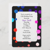 12th誕生日パーティー虹のドット 招待状 (正面)