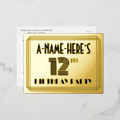 12th誕生日パーティー~アールデコスタイル"12" +名前 箔招待状ポストカード (正面/裏面)