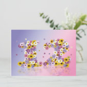 12th Birthdayパーティー、花の文字 招待状 (スタンド正面)