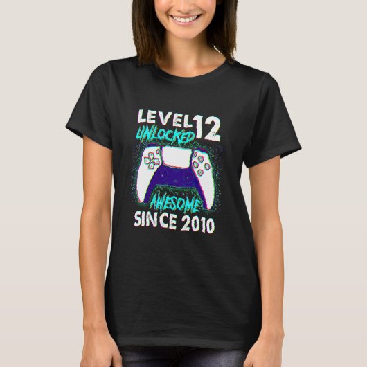 12th Birthday  Boys Level 12 Unlocked Awesome 2010 Tシャツ (正面)