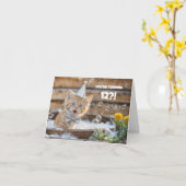 12th Birthday Cute and Funny Kitty in Bath Custom カード (黄色い花)