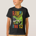 12th Birthday Dinosaur T Rex Rawr I'm 12 For Boys  Tシャツ<br><div class="desc">A nice 12th birthday design featuring a dinosaur t rex that says "Rawr I'm 12" for son,  grandson,  turning twelve years old and any young paleontologist who loves dinosaurs.</div>
