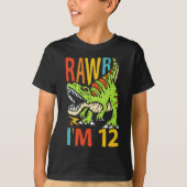 12th Birthday Dinosaur T Rex Rawr I'm 12 For Boys  Tシャツ (正面)