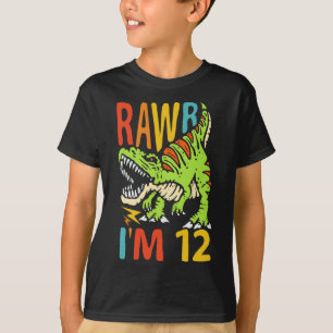 12th Birthday Dinosaur T Rex Rawr I'm 12 For Boys Tシャツ