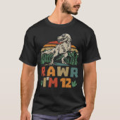 12th Birthday Dinosaur T Rex Rawr I'm 12 For Boys Tシャツ (正面)