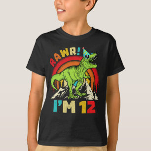 12th Birthday Dinosaur T Rex Rawr I'm 12 For Boys Tシャツ