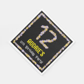 12th Birthday: Floral Flowers Number, Custom Name スタンダードランチョンナプキン (角)