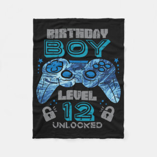 12th Birthday Gamer Level 12 Unlocked Video Gaming フリースブランケット