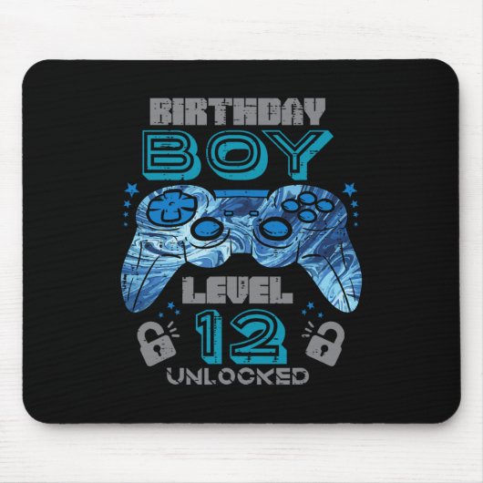 12th Birthday Gamer Level 12 Unlocked Video Gaming マウスパッド (正面)