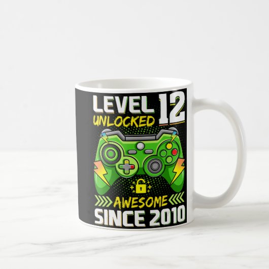 12th Birthday Gift Level 12 Unlocked Awesome 2010 コーヒーマグカップ (右)