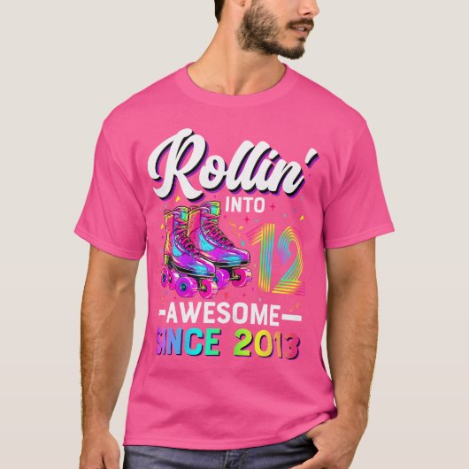 12Th Birthday Girl 12 Year Old Roller Skate Skatin Tシャツ (正面)