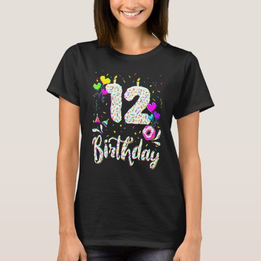 12th Birthday Girl 12 Years Old Bday Doughnut Par Tシャツ (正面)