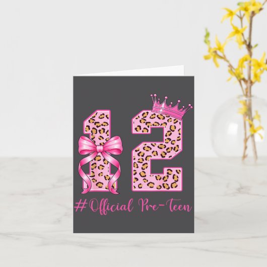 12th Birthday Girl Nk Coquette Bow Leopard 12 Year カード (黄色い花)