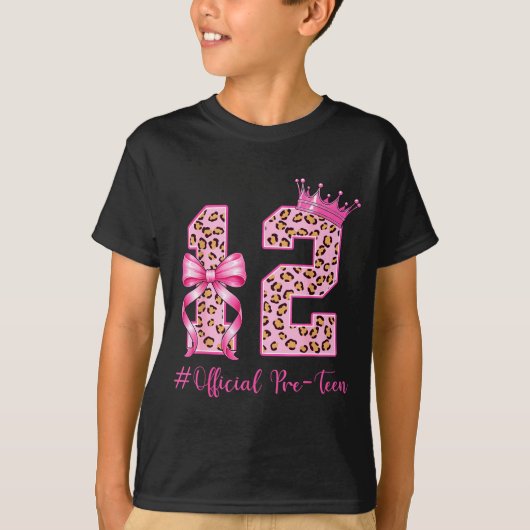 12th Birthday Girl Nk Coquette Bow Leopard 12 Year Tシャツ (正面)