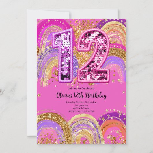 12th Birthday Girls Invitation 招待状 (正面)