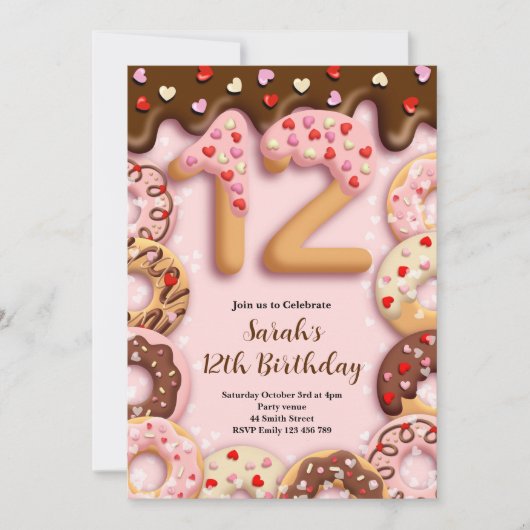 12th Birthday Girls Invitation 招待状 (正面)