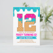 12th Birthday Ice Cream Drip Invitation 招待状 (スタンド正面)