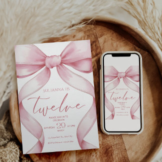 12th Birthday Invitation Pink Coquette Invite Girl 招待状
