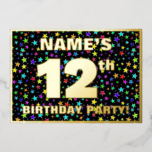 12th Birthday Party —おもしろい、スターカラフルズ・パターン